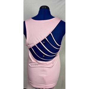 Barbiecore Pink Strappy Back Tank Top | Open Back Cage Detail | XL | Y2K